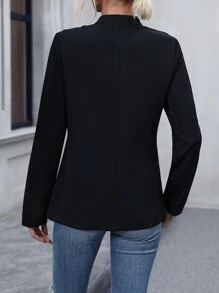 SHEIN Clasi 女式單排扣大衣 - 黑色 - 查看 2