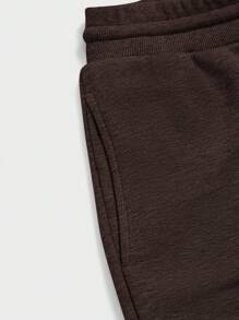 RueChic Pantalones De Chándal Para Hombre De Color Sólido Con Cordón - Marrón - Ver 4