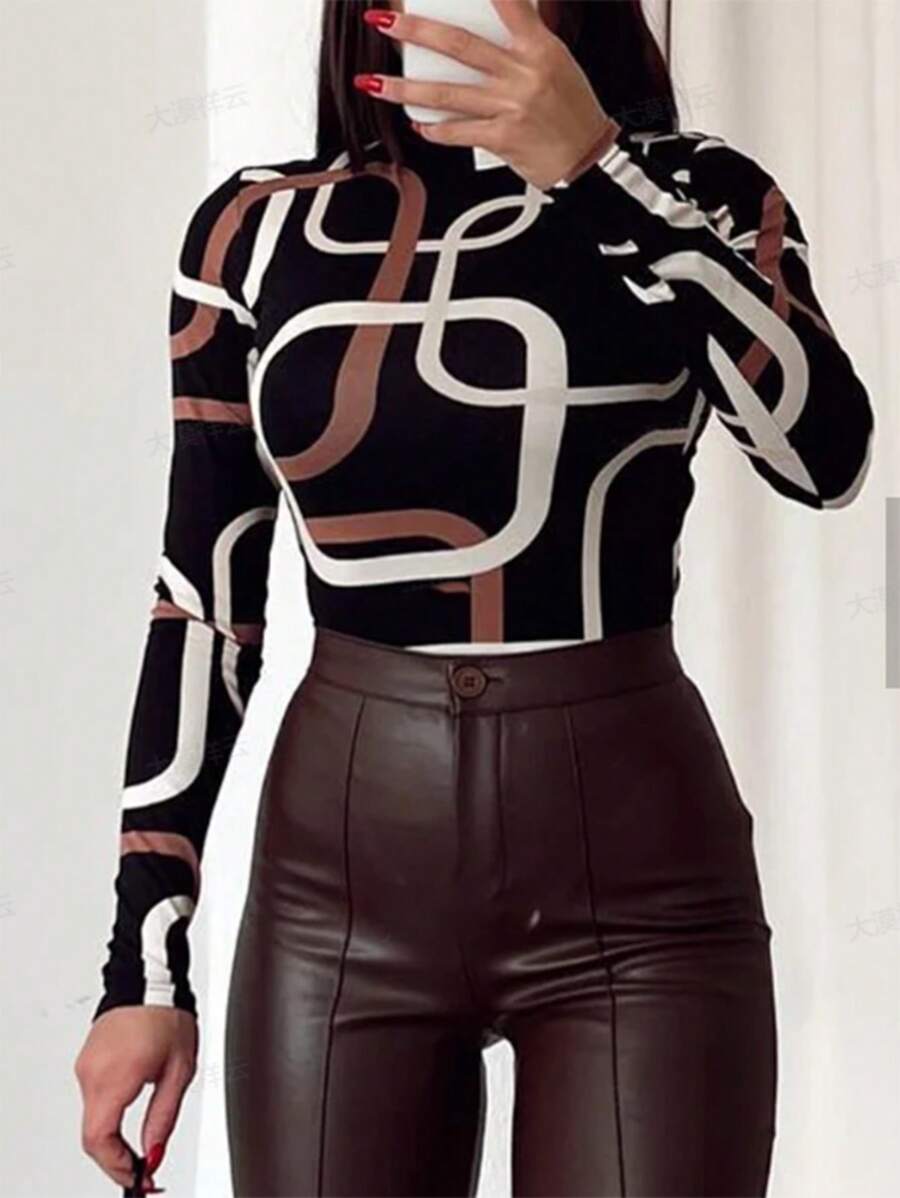 SHEIN LUNE In Hình học Áo thun - Nhiều màu - Xem 1