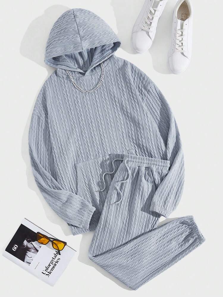 Men's Knitted Casual Sweatshirt And Sweatpants Set
