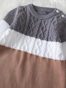 男嬰毛衣連身褲 - 卡其色 - 查看 3