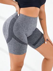 Running Women's Plus Size Seamless Tummy Control Workout Shorts - Light Grey - View 6