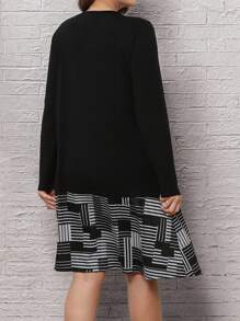 EMERY ROSE 大尺碼女士2合1連衣裙 - 黑色 - 查看 2