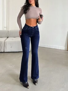 RueChic Modische Und Vielseitige Micro Flared-jeans Für Damen