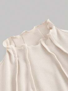 SHEIN MOD Women's Solid-Colored Stitch Decoration  Slim Fit Stand Collar Dress - Apricot - View 4