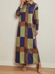 EMERY ROSE Women's Contrast Color Shirt Dress - Yellow - View 4