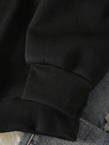 INAWLY 女士多彩字母印花連帽衫 - 黑色 - 查看 4