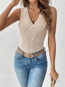 SHEIN Frenchy Của phụ nữ Áo ba lỗ - Màu be - Xem 4