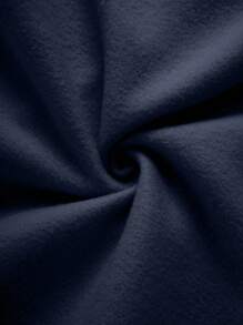 Plus Solid Round Neck Sweatshirt - Navy Blue - View 7