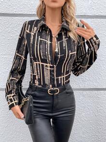 SHEIN LUNE Ladies' Full-printed Floral Shirt - Multicolor - View 4