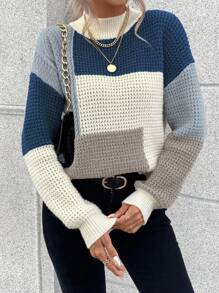 EMERY ROSE 顏色塊下垂肩毛衣 - 彩色 - 查看 3