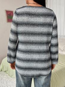 Flirla Kích thước lớn Sọc In Áo thun - Nhiều màu - Xem 2