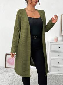 Celure Áo khoác cardigan thả vai cỡ lớn - màu xanh lá - Xem 6