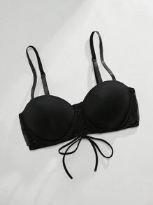 SHEIN Sujetador De Tirantes Finos De Color Sólido Para Mujeres - Negro - Ver 3