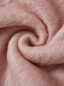 SHEIN EZwear Drop Shoulder Distressed Fluffy Cardigan - Dusty Pink - View 3