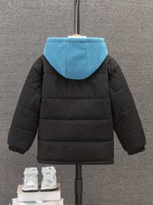 Boys' Casual 2 in 1 Hooded Warm Jacket For Fall/winter, Home And Outdoor - Black - View 2