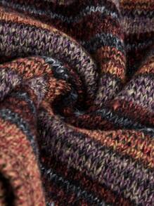 ROMWE Fairycore Striped Off Shoulder Long Sleeve Sweater - Burgundy - View 3