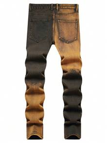 Men's Vintage Faded Distressed Slim Fit Denim Jeans - Multicolor - View 2