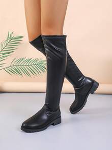 女士們時尚黑色透氣及膝靴
