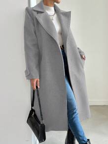 EURMUSE Grey Woolen Pants With Hidden Pockets - Light Grey - View 3
