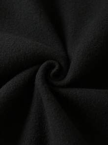 SHEIN EZwear Của phụ nữ In thư Dây kéo mặt trước Áo nỉ có mũ Với dây rút - màu đen - Xem 4