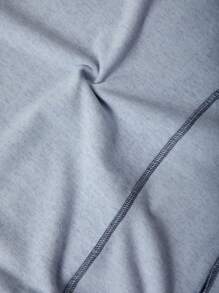 SHEIN Maternity Solid Color Hooded Sweatshirt And Trousers Two-piece Set - Blue - View 6