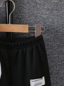 SHEIN 男童 秋/冬 简约时尚休闲连帽夹克和裤子2件套装 - 黑與白 - 查看 5