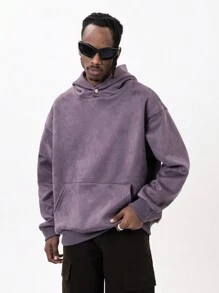 Suede Fleece Sweatshirt, Autumn And Winter New Loose Solid Color Couple Style - Purple - View 1
