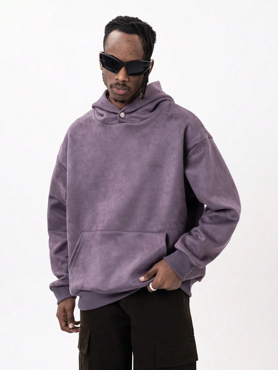 Suede Fleece Sweatshirt, Autumn And Winter New Loose Solid Color Couple Style - Purple - View 1