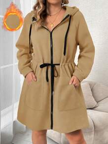 SHEIN Franclia 大碼連身裙 - 卡其色 - 查看 1