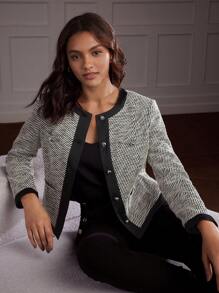 MOTF Classy TWEED CONTRAST TRIM JACKET - Grey - View 4