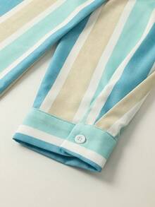 NITAGUT Men's Casual Striped Shirt - Multicolor - View 5