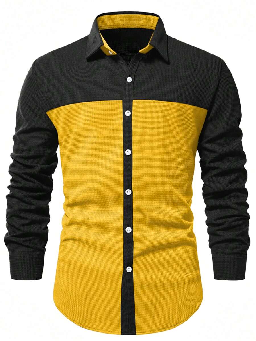 Manfinity Homme Men's Button-front Long Sleeve Shirt