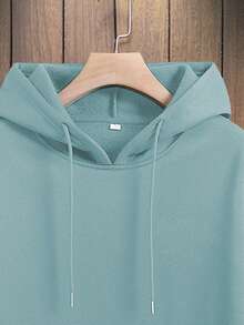 RueChic 男士時尚嘻哈骷髏與玫瑰設計連帽衫 - 青碧色 - 查看 4