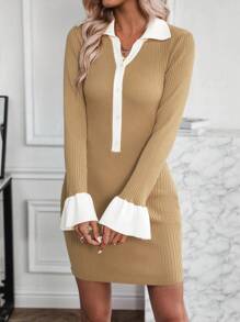 SHEIN X Bru Chiquease NỮ Áo len - Màu Khaki - Xem 5