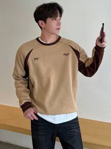 DAZY Nam Mẫu chữ Tay Raglan Áo nỉ - Màu Khaki - Xem 5