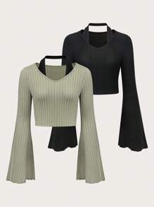 SHEIN Essnce 2入組擴口袖2合1t恤 - 彩色 - 查看 1