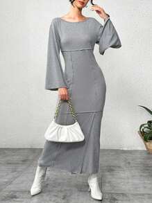 SHEIN Essnce Vestido Largo De Manga Acampanada Para Mujer