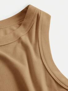 SHEIN BASICS Camiseta Sin Mangas De Color Sólido Para Mujer