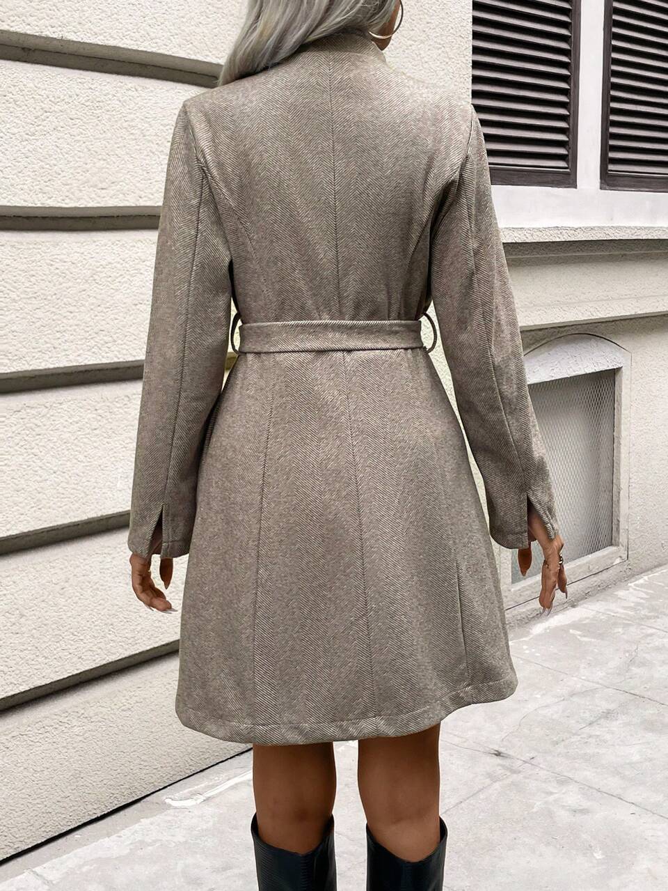 Ladies' Colorful Lapel Single-Breasted Woolen Coat Winter Casual
