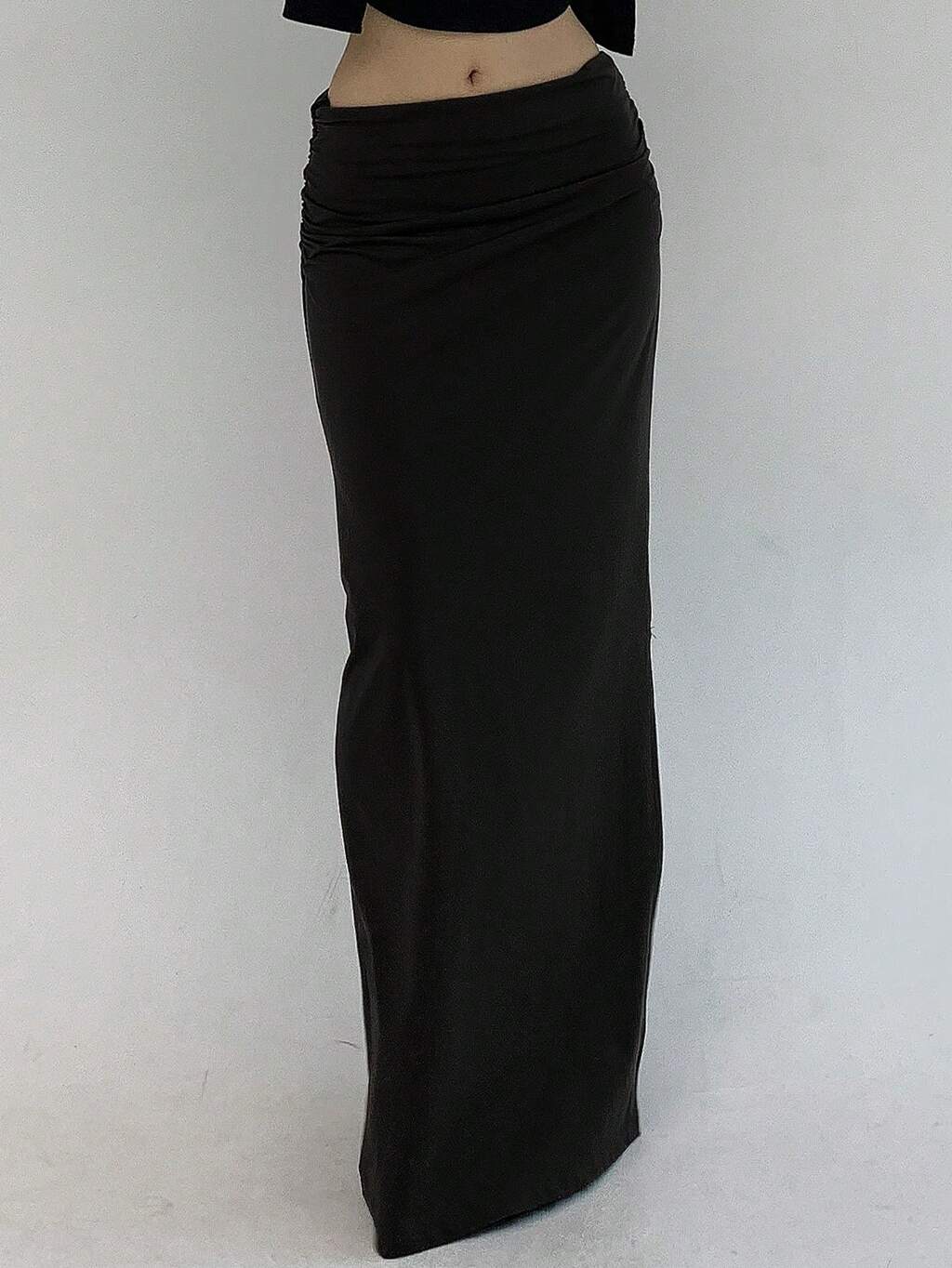 Women's Solid Color High Slit Skirt