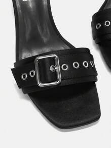 SheIn ICON Buckle Decor Chunky Heeled Mule Sandals