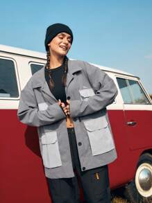 In My Nature 翻蓋口偏肩戶外運動上衣