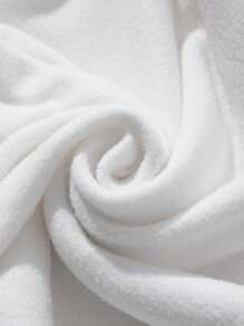 SHEIN Unity 2 chiếc áo nỉ dài tay cổ đứng màu trơn, chất liệu nhung mềm mại, kiểu dáng vai rớt, thích hợp mặc mùa thu. - Đen và trắng - Xem 3