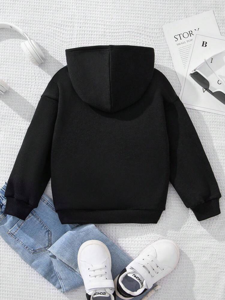 Girls' Casual Hooded Pullover Sweatshirt With Glitter Embroidered Knit