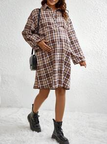 SHEIN 孕婦連身裙 - 棕色 - 查看 4