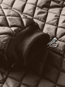 SHEIN LUNE 大码拉链连帽加厚棉服外套冬季 - 巧克力棕 - 查看 3