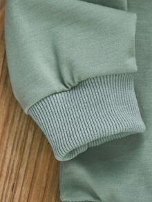 SHEIN Chàng trai trẻ Lá thư In Cổ thuyền viên Áo nỉ - màu xanh lá - Xem 6