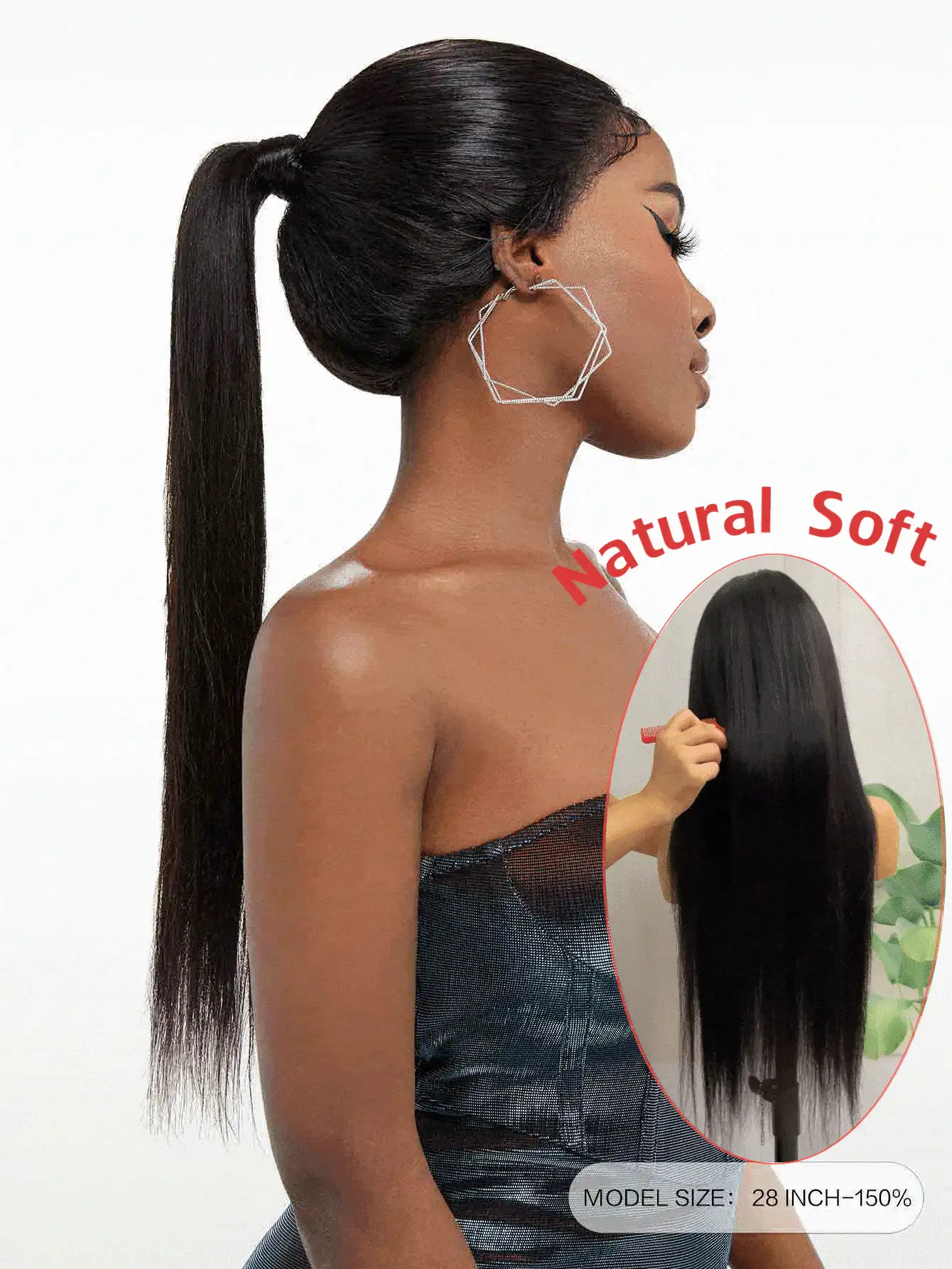Straight Hair 360 Lace Front Wigs Human Hair Transparent Lace Pre Plucked Hairline With Baby Hair 150% Density For Woman - SNatural - View 3