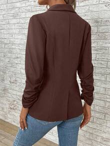 EMERY ROSE Khăn quàng Tay áo có gãy Áo vest - Rỉ Nâu - Xem 2